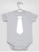 Krawat Nadruk Biały - bodziak dla chłopca elegancki