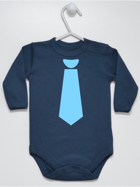 Krawat Nadruk Błękitny - body niemowlęce dla chłopca
