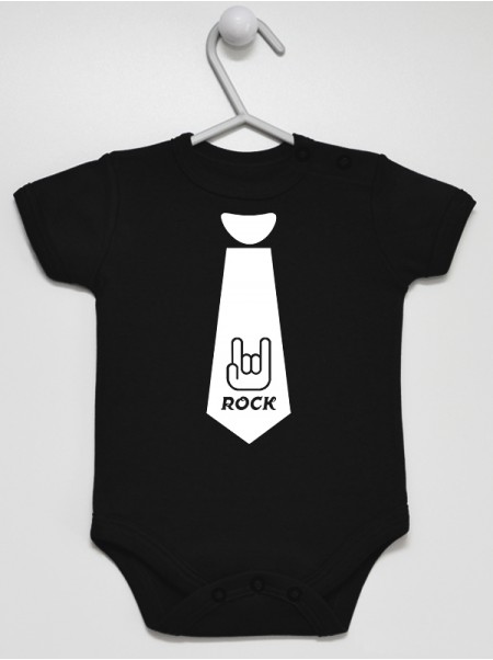 Krawat Czarny z Napisem Rock - bodziak dla rockowca