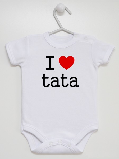  Bodziak z napisem I Love Tata, krótki rękaw, kolor biały, rozmiar 80