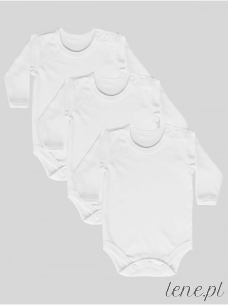 Ubranka Długi Rękaw Kolor Biały 3-pak - bodziaki dla niemowlaków