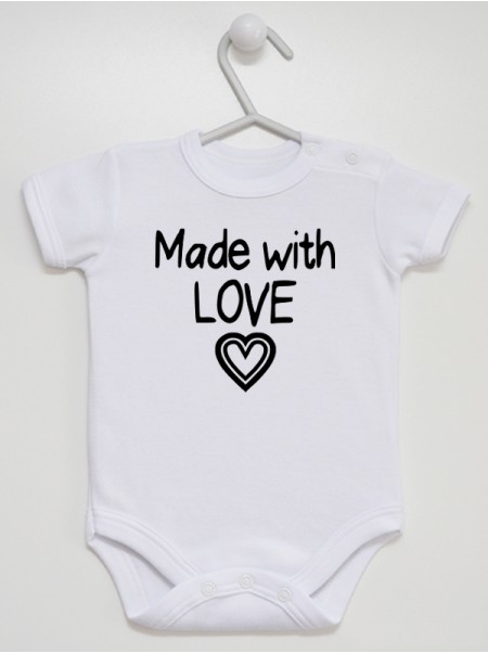 Made With Love - body z napisami dla noworodka