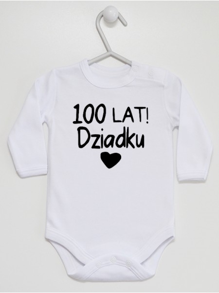 Body 100 Lat Dziadku z Sercem rozmiar 80, kolor biały, długi rękaw