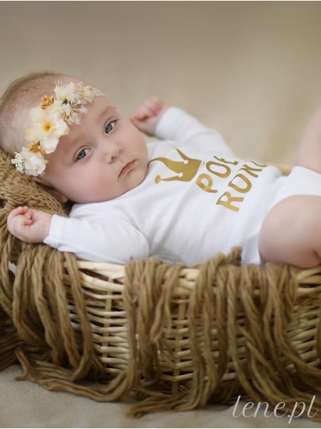 Na Pół Roku Nadruk Złoty z Koroną - body dla niemowlaka