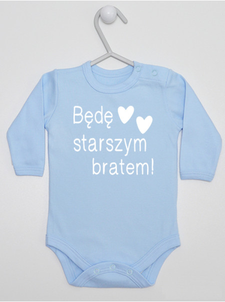   Body Będę Starszym Bratem rozmia 86 , kolor błękitny, długi rękaw