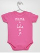 Napis Mama + Tata = Ja  - body dla niemowląt z nadrukiem