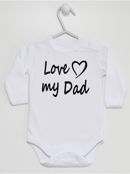 Love My Dad Nadruk Biały z Sercem - bodziak z napisami Love My Dad Nadruk Biały z Sercem - bodziak z napisami