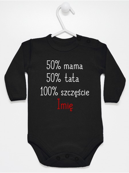 50% Mama 50% Tata + Imię - body z imieniem niemowlaka