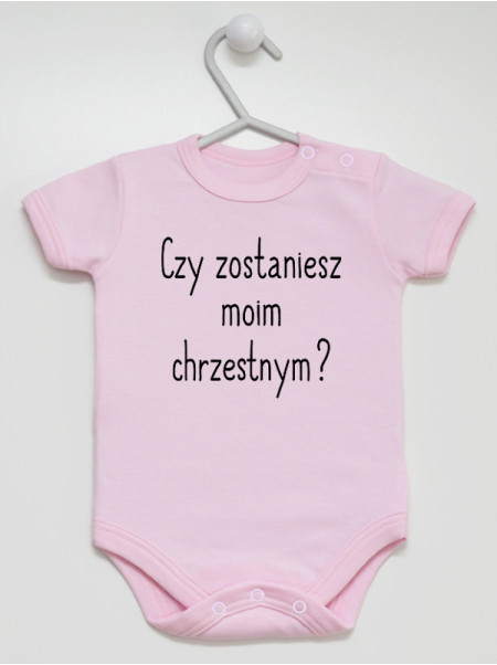   Body Czy Zostaniesz Moją Chrzestnym? rozmiar 68, kolor różowy,  krótki rękaw