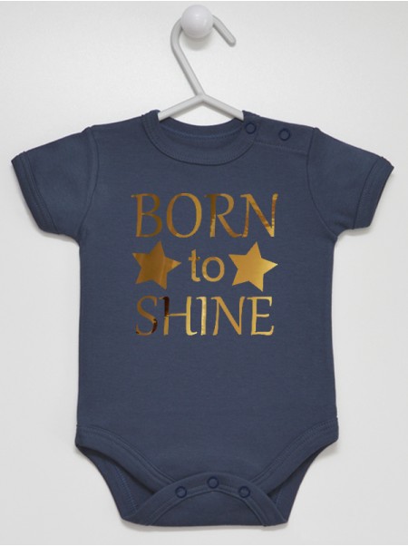 Born To Shine Nadruk Złoty z Gwiazdkami - body dla niemowlaka