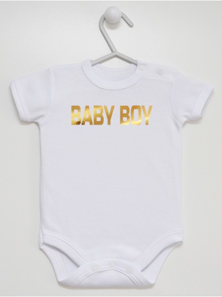 Baby Boy Złoty Nadruk - bodziak dla chłopczyka