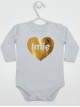 Serce Złoty Nadruk z Imieniem Maluszka - body z nadrukiem dla niemowląt