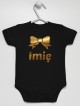 Nadruk Złoty Kokardka Złota z Imieniem - body dla niemowląt personalizowane