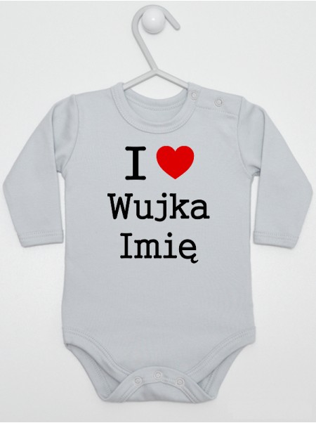 I Love Wujka + Imię z Serduszkiem - body dla niemowlaka z napisami o wujku
