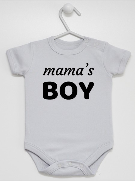 Napis Czarny Mama's Boy - body z nadrukiem dla chłopca