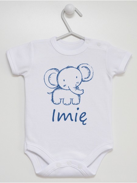 Słonik + Imię - body niemowlęce z imieniem dziecka