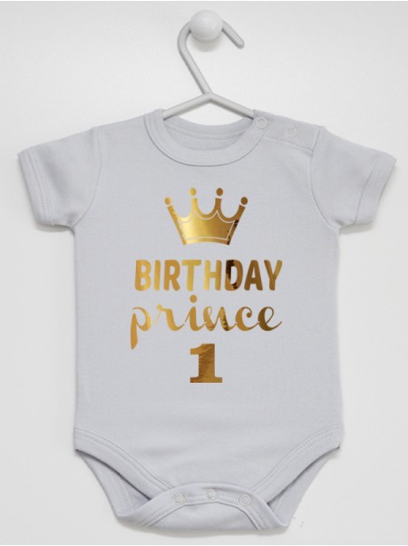 Birthday Prince na Pierwsze Urodziny - body dla chłopca