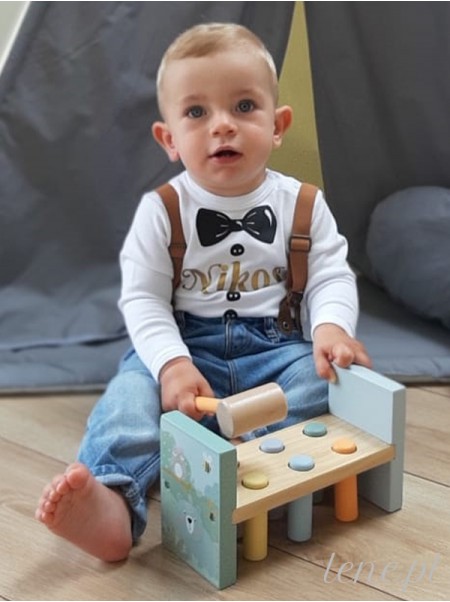 Mucha Czarna z Guziczkami Złote Imię - body z imieniem