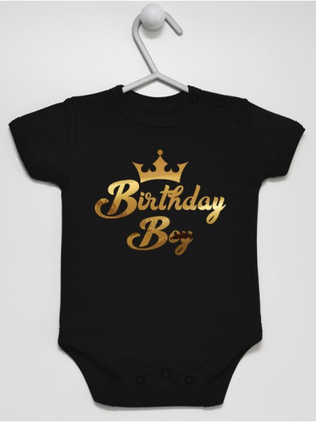 Birthday Boy Napis Złoty z Koroną - body dla chłopca na urodziny