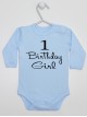 Jedynka i Napis Birthday Girl - bodziak na pierwsze urodzinki