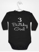 Trójka i Napis Birthday Girl - body dla dziewczynki na trzecie urodziny