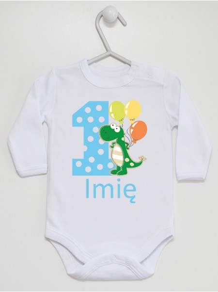 Jedynka Ze Smokiem + Imię 02 - body niemowlęce Jedynka Ze Smokiem + Imię 02 - body niemowlęce