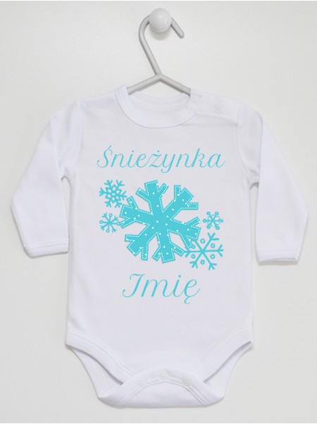 Śnieżynka Biała + Imię - body niemowlęce Śnieżynka Biała + Imię - body niemowlęce