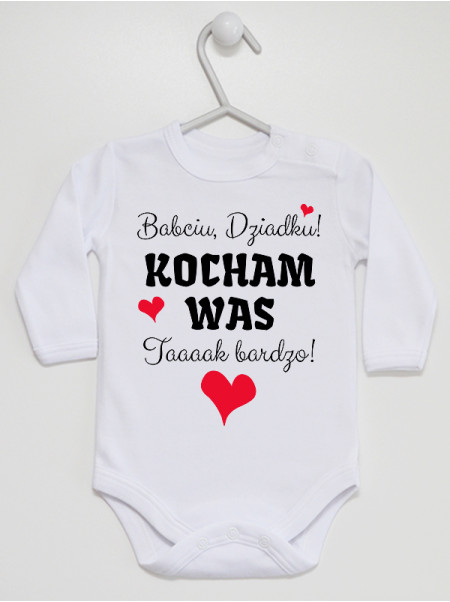 Bodziak Babciu Dziadku Kocham Was Tak Bardzo rozmiar 62, kolor biały, długi rękaw