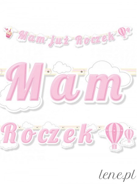 Mam Już Roczek Różowy - baner urodzinowy Mam Już Roczek Różowy - baner urodzinowy