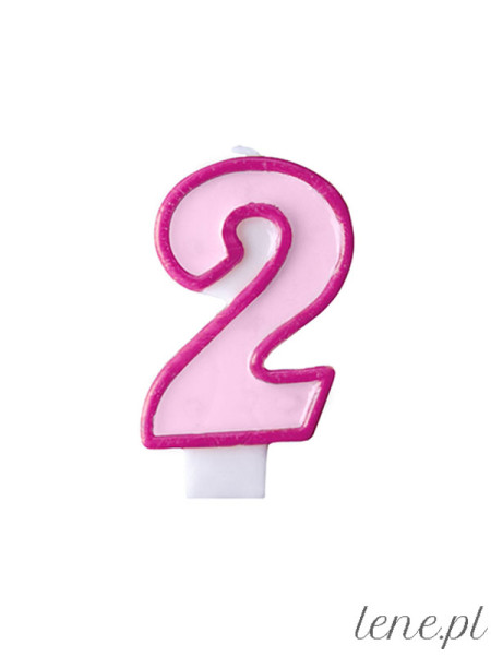 Cyfra Dwa Różowa - świeczka urodzinowa