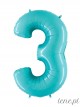 Cyfra Trzy Błękitny - balon foliowy