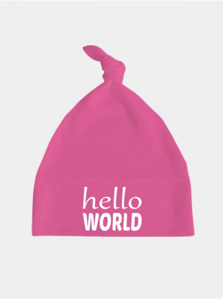Hello World - czapeczka dla noworodka z nadrukiem