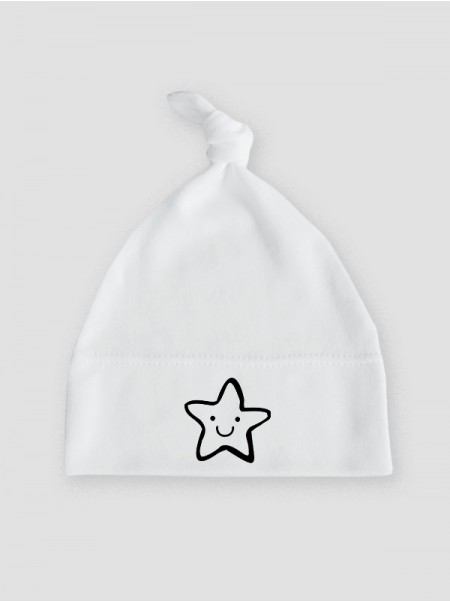 Wesoła Gwiazdka Nadruk Czarny - czapka dla niemowląt