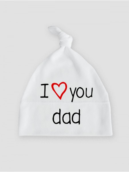 I Love You Dad z Czerwonym Serduszkiem - czapka dziecięca