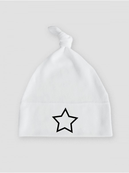 Gwiazda - czapka bawełniana dla niemowląt z supełkiem