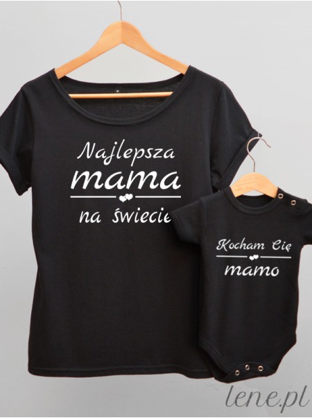   Najlepsza Mama Na Świecie - zestaw czarny bluzka rozmiar S i body długi rękaw rozmiar 92