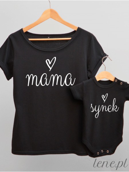 Napisy Mama I Synek z Sercami - ubranie dla mamy z synem