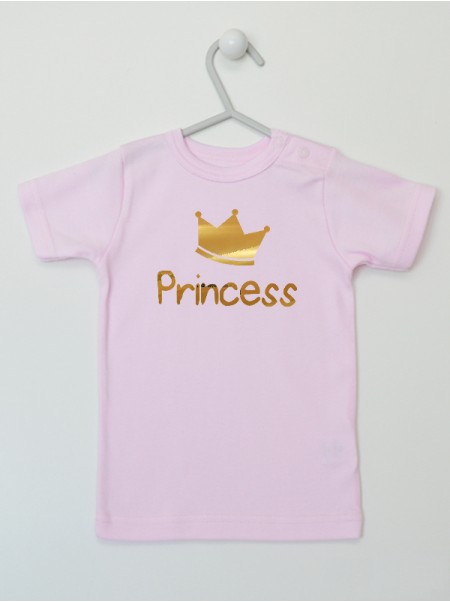 Princess z Koroną Nadruk Złoty - koszulka dla dziewczynki