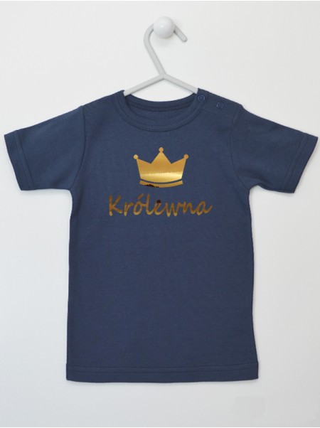 Królewna Napis Złoty z Koroną - koszulka dla dziewczynki