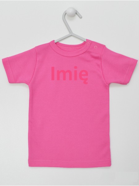 Imię Dziecka Nadruk Kolor Ciemny Róż - koszulka dla dziewczynki