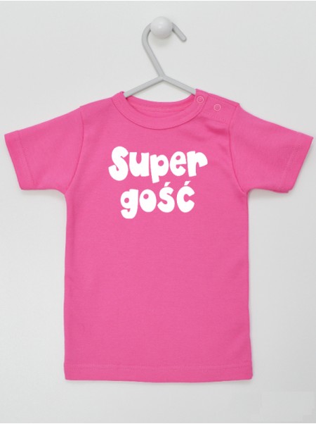 Super Gość Napis Biały - koszulka niemowlęca