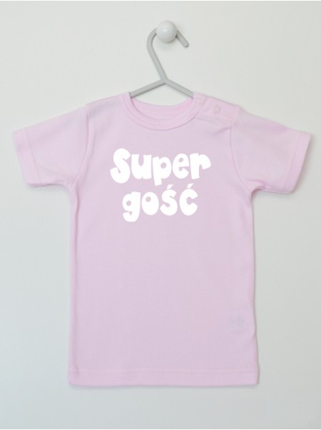 Super Gość Napis Biały - koszulka niemowlęca