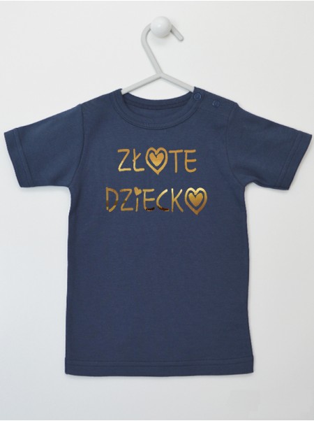 Napis Złote Dziecko z Serduszkiem - koszulka niemowlęca
