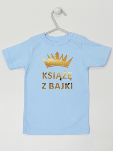 Książę z Bajki Nadruk Złoty z Koroną - t-shirt dla chłopca