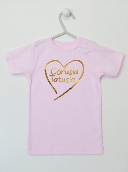 Córusia Tatusia Nadruk Złoty w Sercu - t-shirt dla dziewczynki