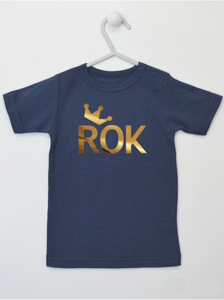 Na Roczek Złoty Napis Rok z Koroną - koszulka niemowlęca