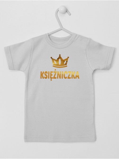 Księżniczka z Koroną Nadruk Złoty - t-shirt z nadrukiem dla dziewczynki