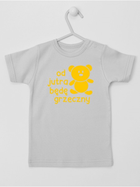 Od Jutra Będę Grzeczny Nadruk Żółty - koszulka dla chłopca