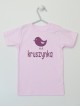 Kruszynka Nadruk Fioletowy - t-shirt dla dziewczynki
