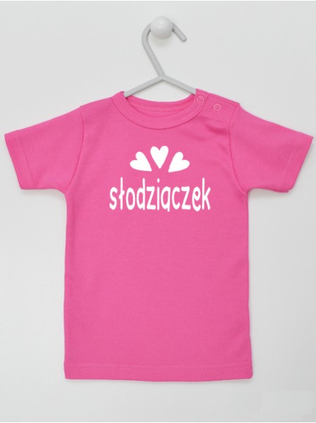 Napis Słodziaczek z Trzema Sercami - koszulka niemowlęca